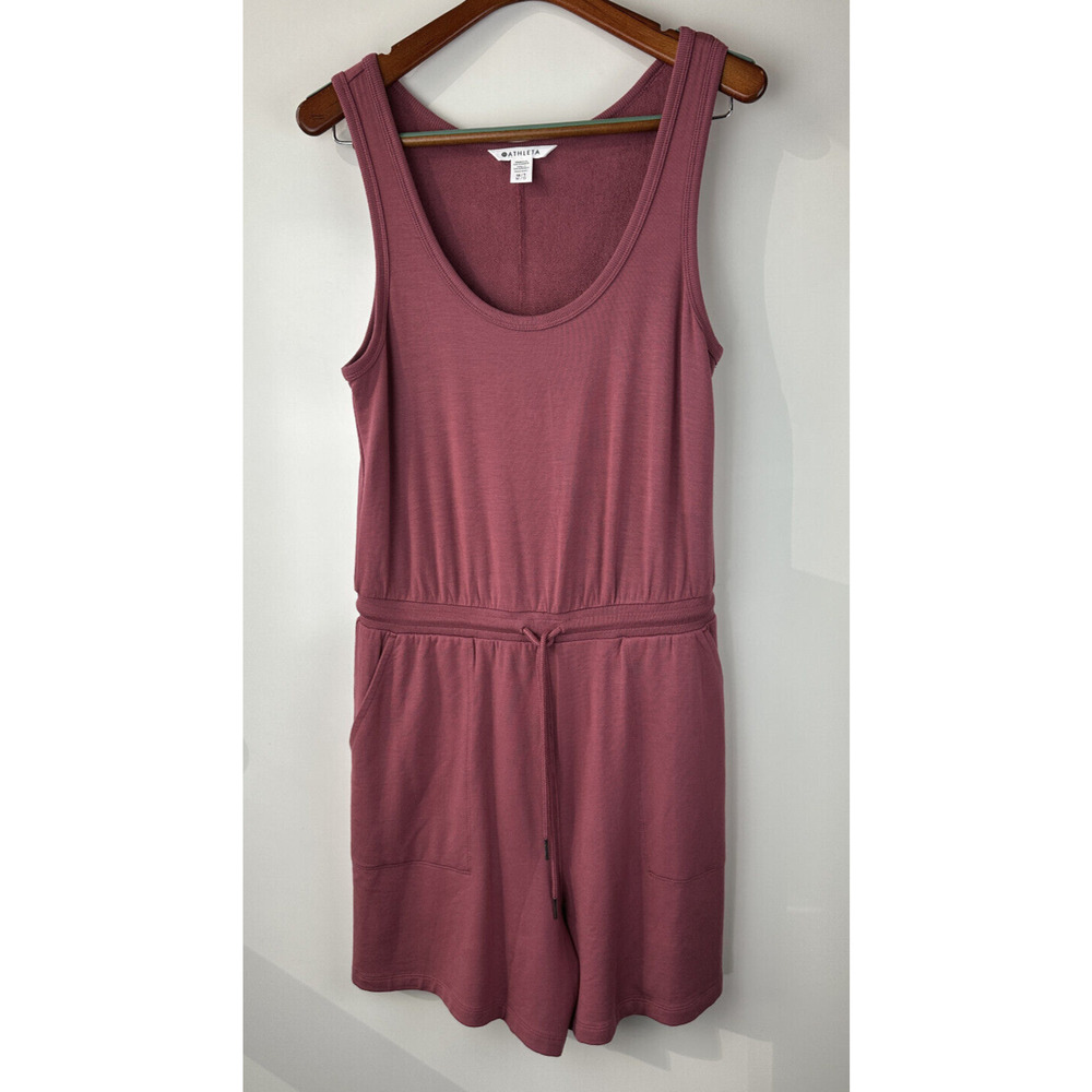 Athleta Balance Sleeveless Tank Romper Women's Size MT Medium Tall Berry Rose - Picture 2 of 14